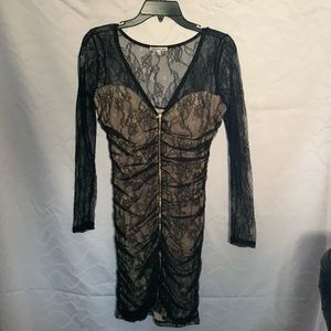 All black long sleeve laced dress